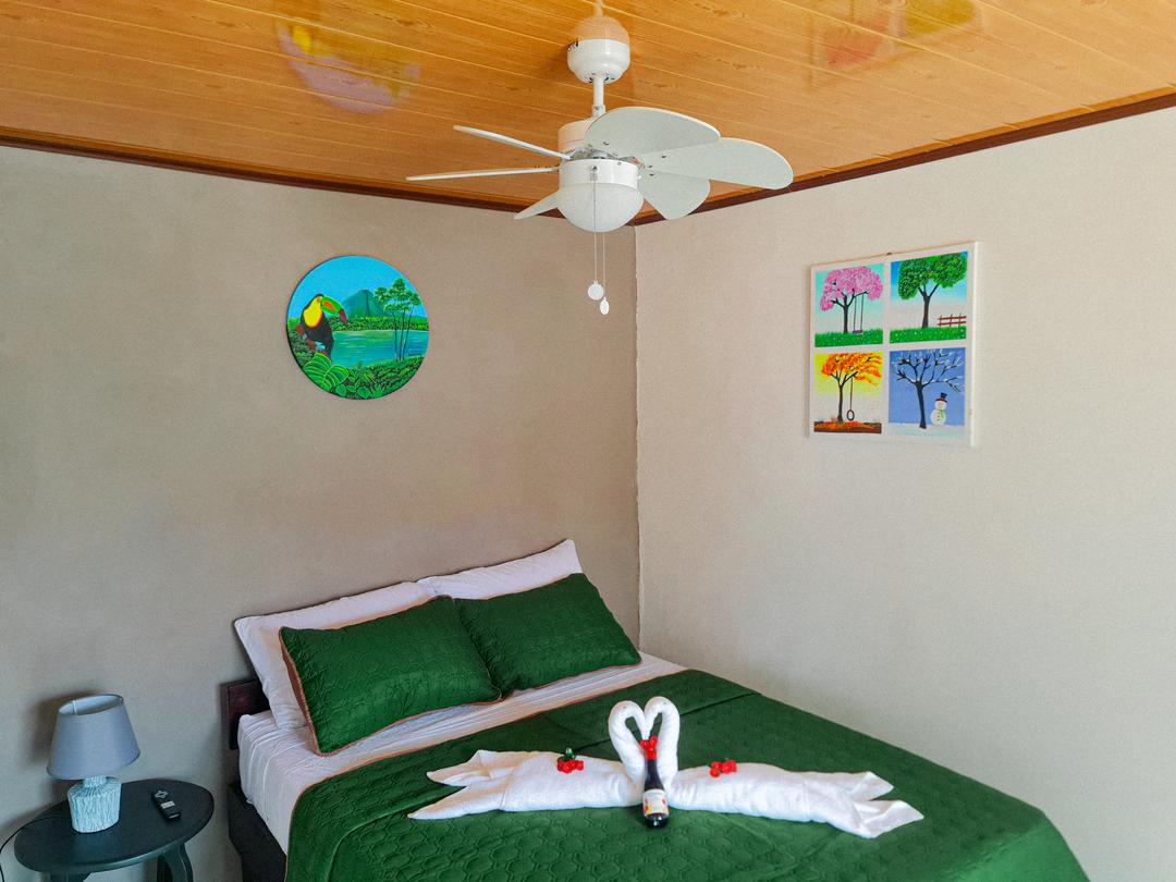 Cozy interior of Guayabón Cabin 4 in La Fortuna